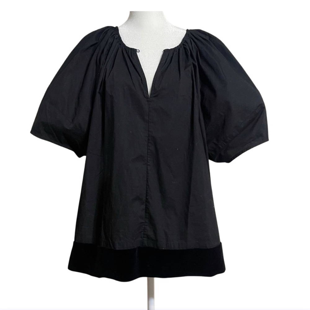Old Navy Bubble-Sleeve Poplin Black‎ top Blouse - Picture 2 of 16